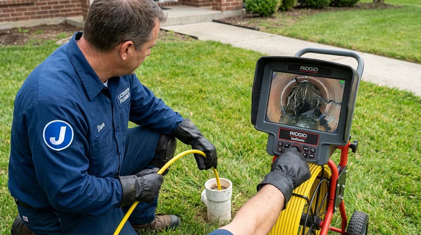 Sewer camera inspection being performed by Johns Plumbing LLC in Osgood