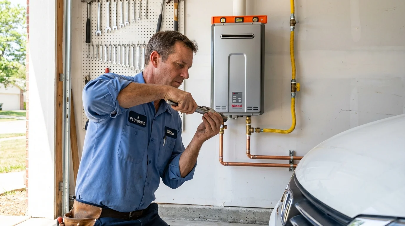 Tankless water heater installation by a Johns Plumbing LLC plumber in Osgood